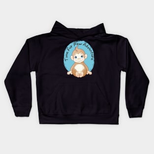 Cute monkey Time for new adventure Hello little monkey cute baby outfit Kids Hoodie